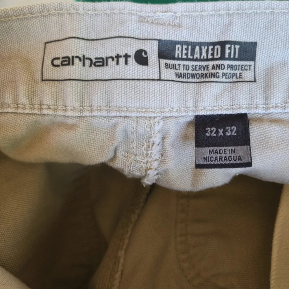 Carhartt Relaxed Fit Carpenter Pants Men's 32x32 Khaki Tan Canvas Work Dungarees
